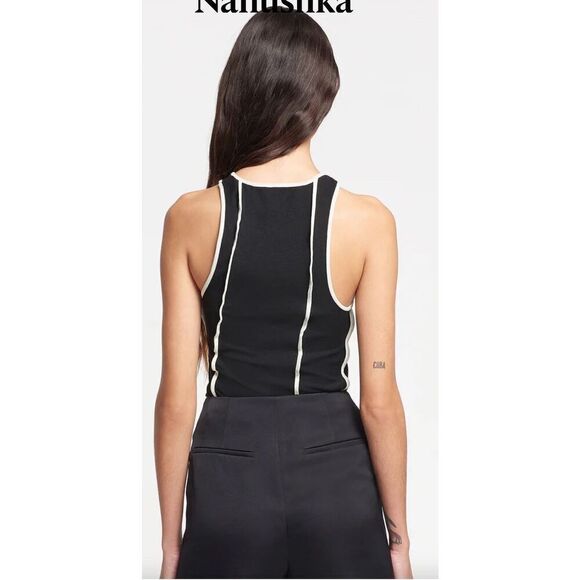 Nanushka ENNA Patchwork Mesh-Jersey Tank Top in Black NWT Size XS - Picture 3 of 9